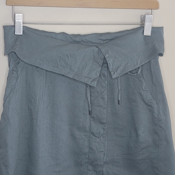 Vince | Green Linen Blend Mini Skirt with Foldover Waist Size 2 - Picture 3 of 6